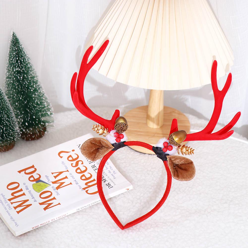 Large Antlers Pine Cones Non-slip Korean Style Hairbands Elk Christmas Headband Women Hair Hoop