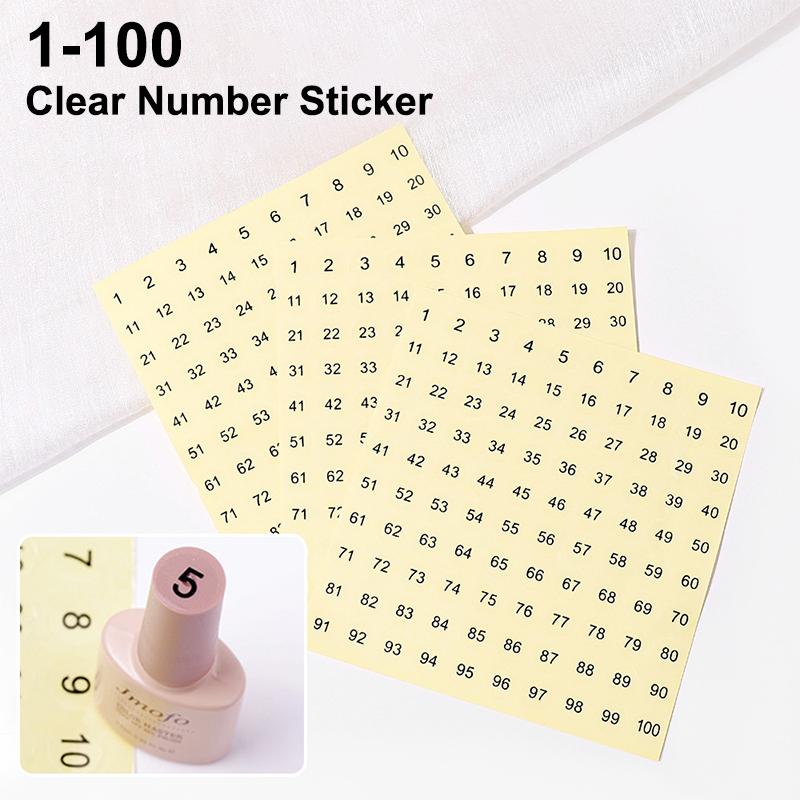 3Sheets 1-100 Clear Number Stickers For Nail Polish Gel Varnish Manicure Marking Tool