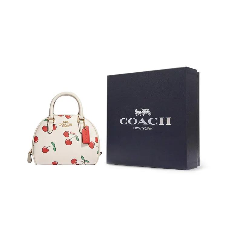 COACH Sydney Coated Canvas Leather Shoulder Bag , Crossbody Bag , Handbag Small Women's White (Unisex) Handbags CF421 IMCAH