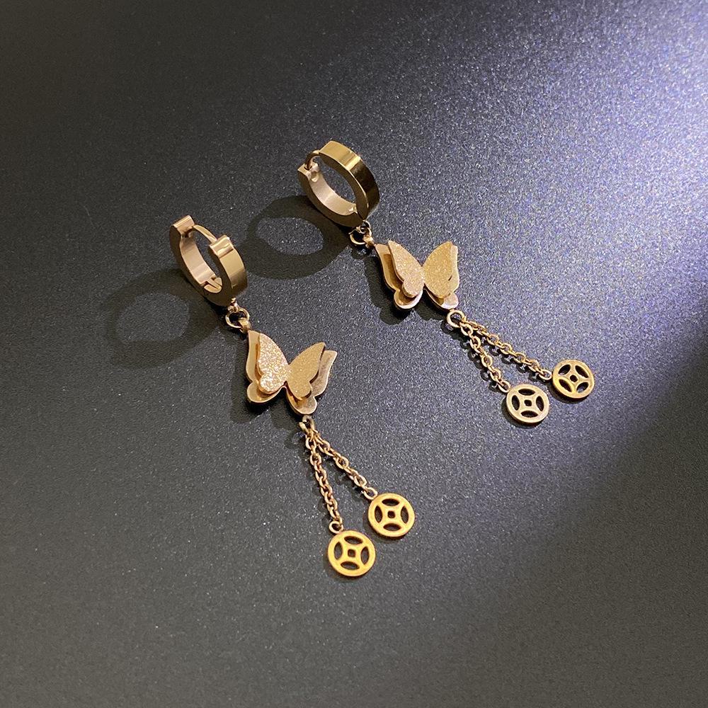 Rose Gold Geometric Titanium Steel Earrings for Women - Stylish, Simple Designs