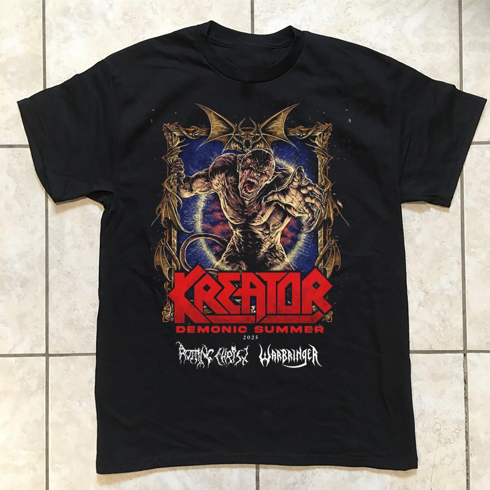 Kreator Демонический Летний 2025 Европейский Тур Футболка Черная Все Размеры S5XL KK334 Унисекс Футболка