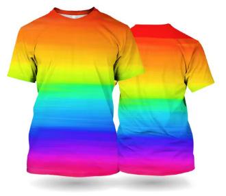 Rainbow T-shirt Unisex short-sleeved top T-shirt New carnival printed T-shirt Red and yellow pattern oversized men's clothing