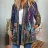 Autumn and Winter Retro Ethnic Style Printed Long Sleeve Sweatshirt Outer Cardigan Jacket Women's
