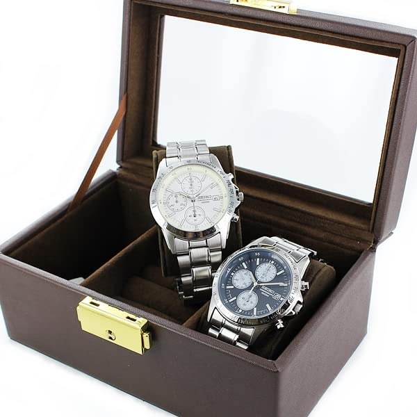 [Часы Seiko] Коробка для хранения парных часов для мужчин и женщин с датой и календарем белого и темно-синего цвета snd363pcsnd365pc