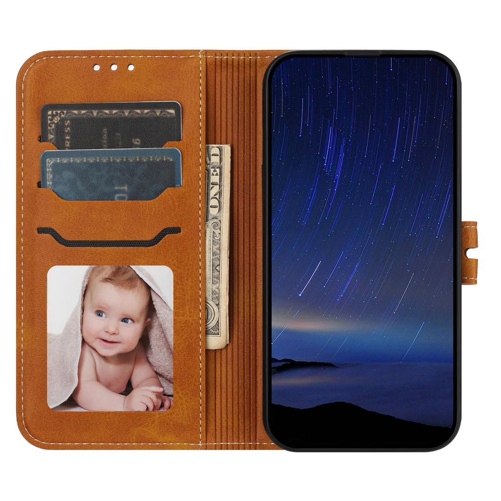 For iPhone 16e Case Happy Cat Pattern Imprinted Leather Wallet Phone Cover