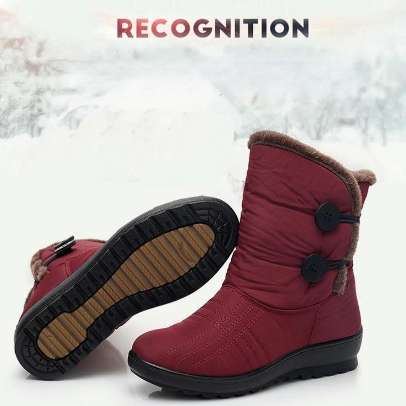 Зимние/осенние хлопковые сапоги для матери с плюшевой изоляцией, нескользящие короткие сапоги из водонепроницаемой ткани на плоской подошве, зимние сапоги на коровьей сухожильной подошве