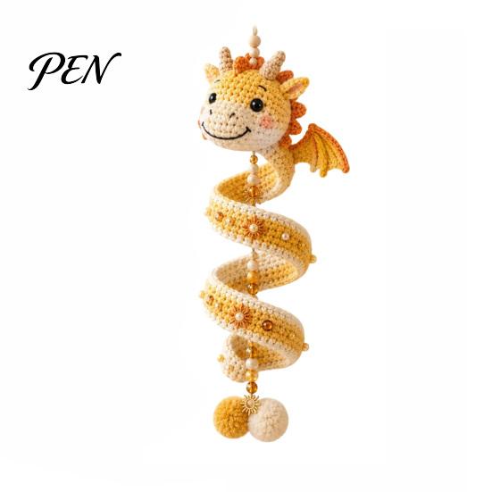 Handmade Yarn Dragon Kit DIY Spiral Hanging Ornament Kit, Easy Assembly Decorative Art Craft, Wall Decor for Festivals Crochet Home Classroom