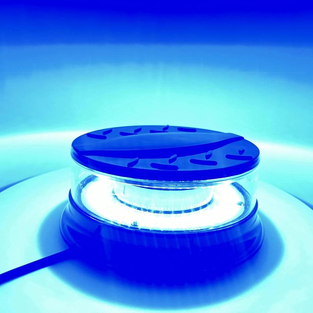 TOPKU 4.7" LED Rotating Beacon Strobe Light with 48 LEDs, Magnetic Suction Cup Base, 12-24V, 80W Power Supply, Brilliantly Bright and Compact (Blue
