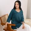 Wow, new Chinese women's clothing, spring and summer new retro tops, women's Chinese style button-up zen shirt, tea art clothes