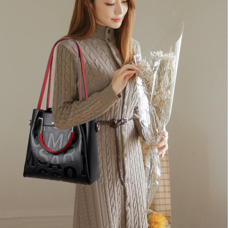 Handbag, Outdoor Crossbody Bag, Large Capacity Stylish Soft Leather Embossed Shoulder Bag, Women's Bag