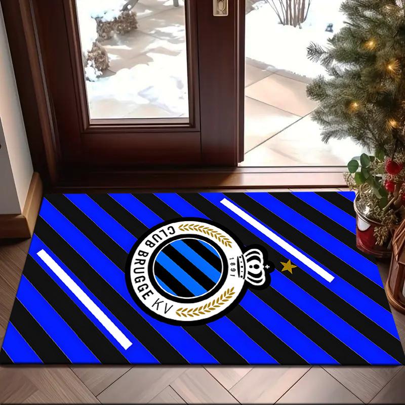 1PC FC Brugge Crest Rug Game Carpet, Floor Mat for Bedroom Living Room Entryway Rug, Home Decor Idea Gift for Christmas birthday