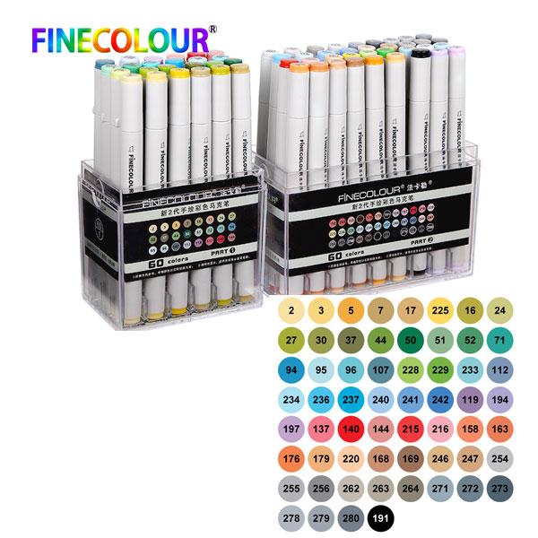 Finecolour EF101 160 Цветов Маркеры для Каллиграфии на Спиртовой Основе Двусторонние Кисть-Наконечник Арт-Маркеры для Рисования