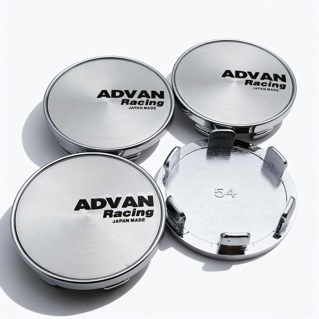 DEM5 4pcs JDM Advan Racing Logo Emblem Car Wheel Center Caps OD 54MM Clips 49MM Wheels Hub Dust Cap Rim Hubcaps Cover Car Accessories