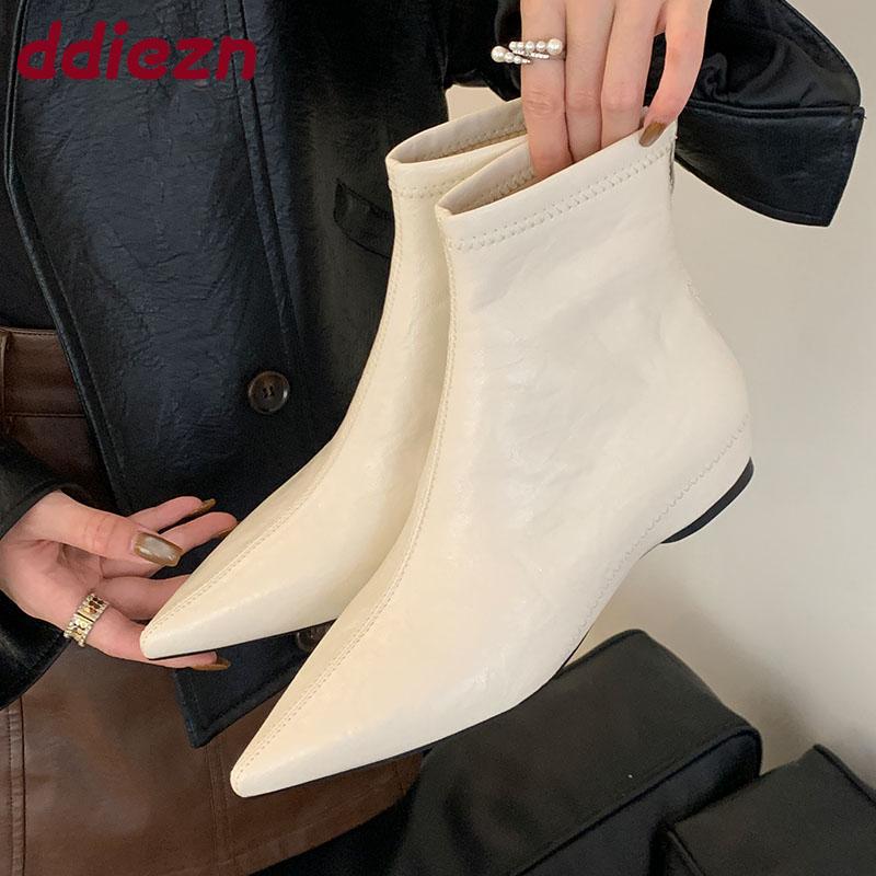 Женские молнии Женские эластичные ботильоны до щиколотки с обувью для увеличения роста Остроносые Современные женские короткие ботинки Обувь