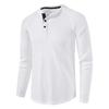 Мужская футболка-henley с длинным рукавом, однотонная, вафельная вязка