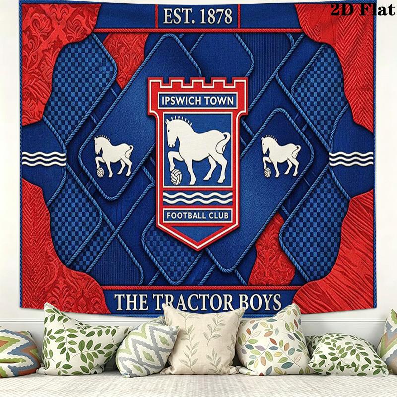 Ipswich Town FC Wall Tapestry Aesthetic Wall Hanging Printed Fabric Blanket Decorative Tapestries for Bedroom Living Room Home Decor