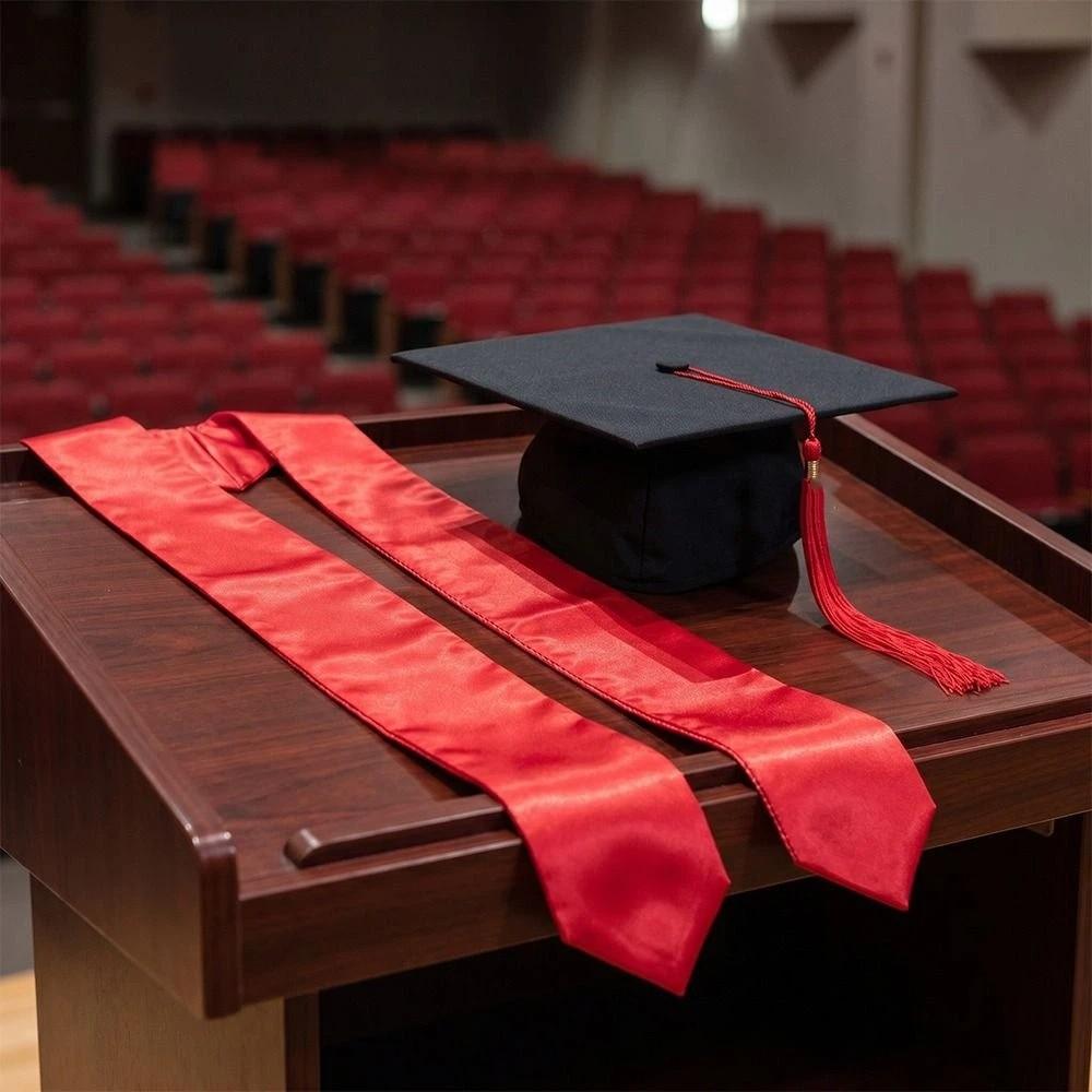 Satin Fabric Graduation Season Set Bachelor Cap Academic Honor Stole Student Commencement Party