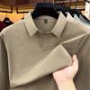 Men S Long Sleeve Polo Shirt Casual Solid Color Basic Fit Top