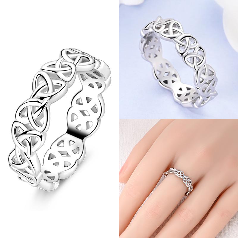 925 Sterling Silver Heart Shaped Infinite Minimalist Rings Hollow Celtic Knot Rings for Women Elegant Engagement Wedding Jewelry