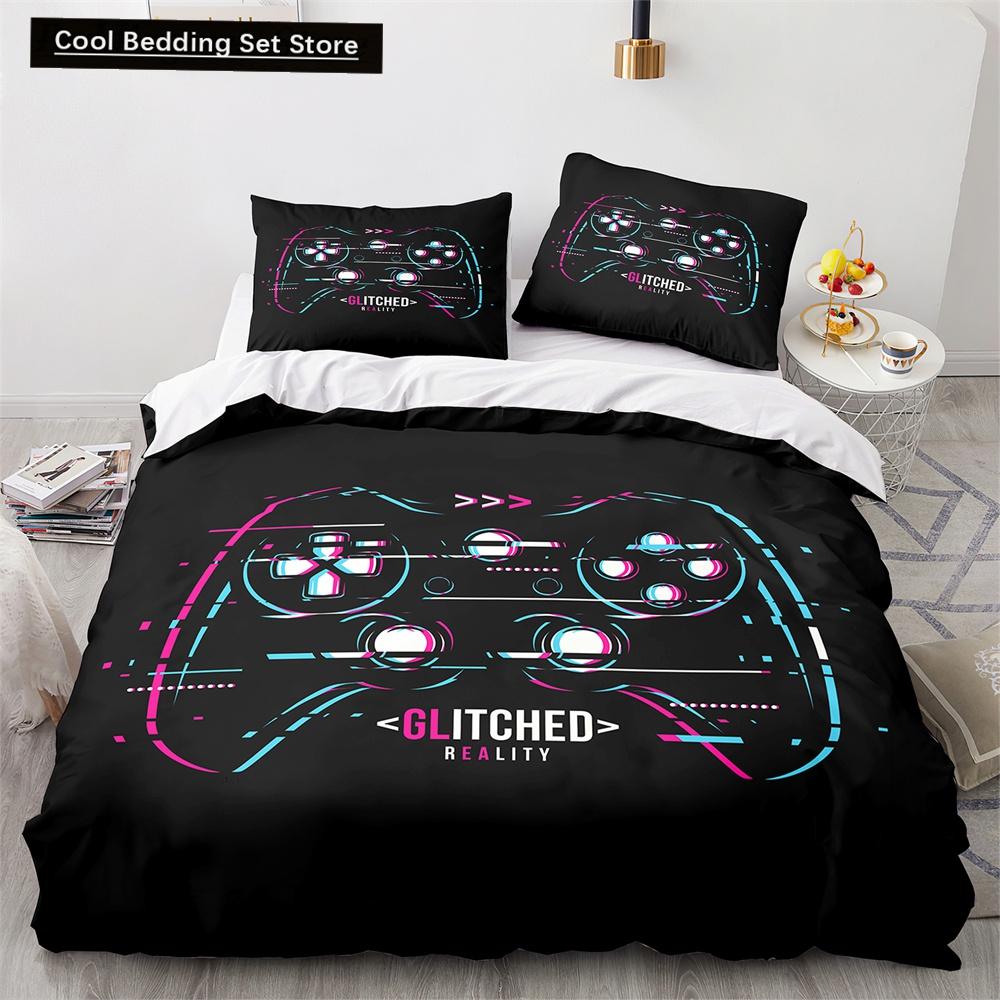 Пододеяльник Game King Queen 3D Black Game Handle Комплект постельного белья для детей, подростков, мальчиков, мужчин, геймеров, декор спальни, пододеяльник, наволочка