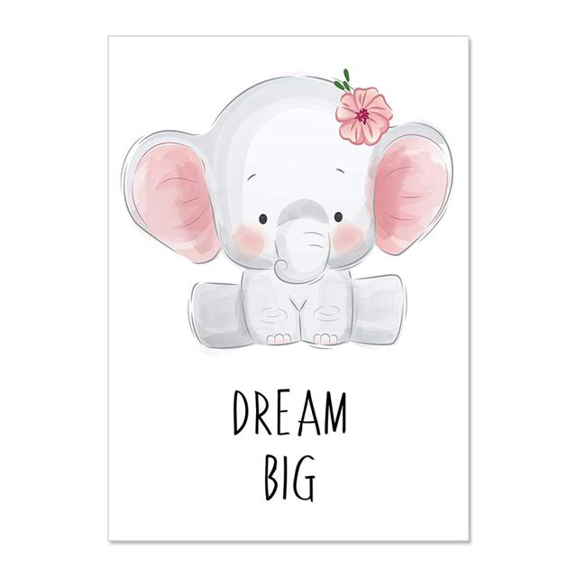Cartoon Cute Animal Giraffe Lion Monkey Elephant Baby Posters And Prints Wall Art Canvas Painting Wall Pictures Kids Room Décor No Frame