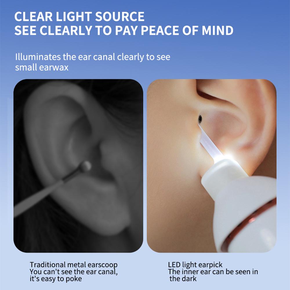Ear Scoop Vacuum Cleaner Painless Ear Wax Cleaning Device Electric Ear Pick with Lighting Safety Earwax Remover for Kids Adults