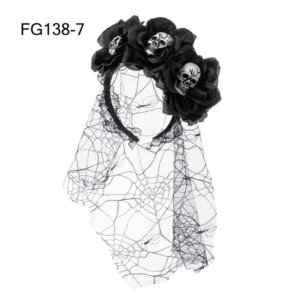 Черная вуаль, повязка на голову с цветком розы на Хэллоуин, свадебный головной убор для женщин