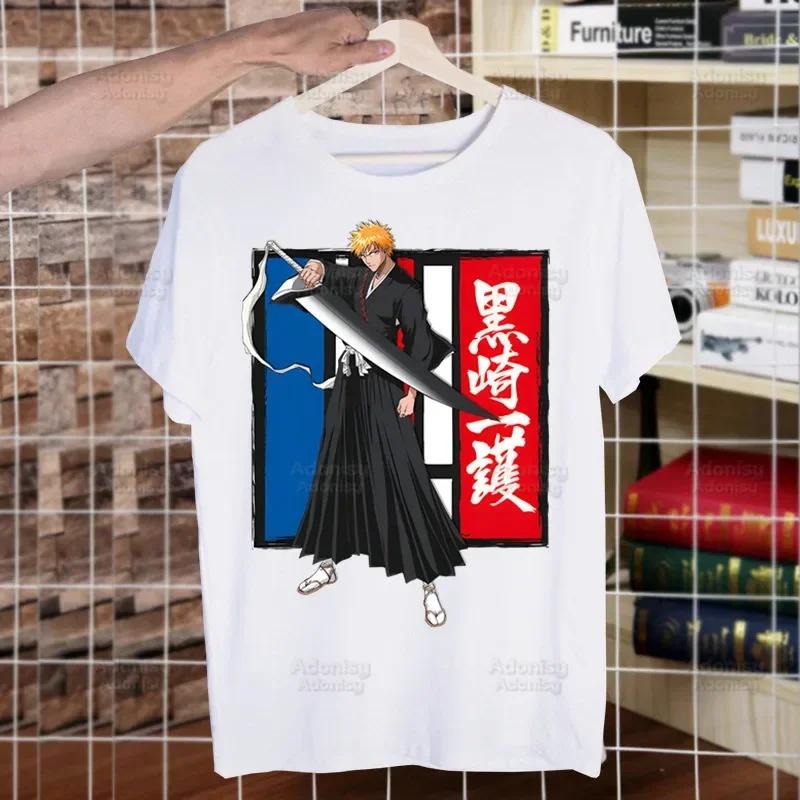 Bleach Зараки Кенпачи Куросаки Ичиго Футболки для парней О-образный вырез Короткий рукав Обычный Мужской рост Качество Мужская Хип-хоп футболка