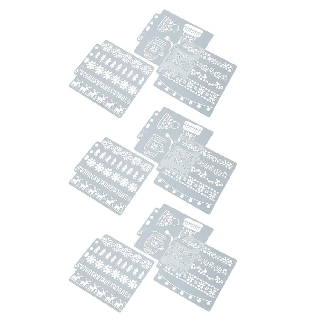 9 шт. полых шаблонов для рисования из ПЭТ рождественского стиля, многоразовые трафареты для копирования и рисования