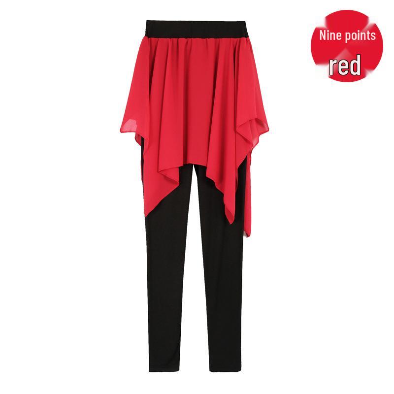 Женские асимметричные шифоновые брюки-юбка для танцев и йоги