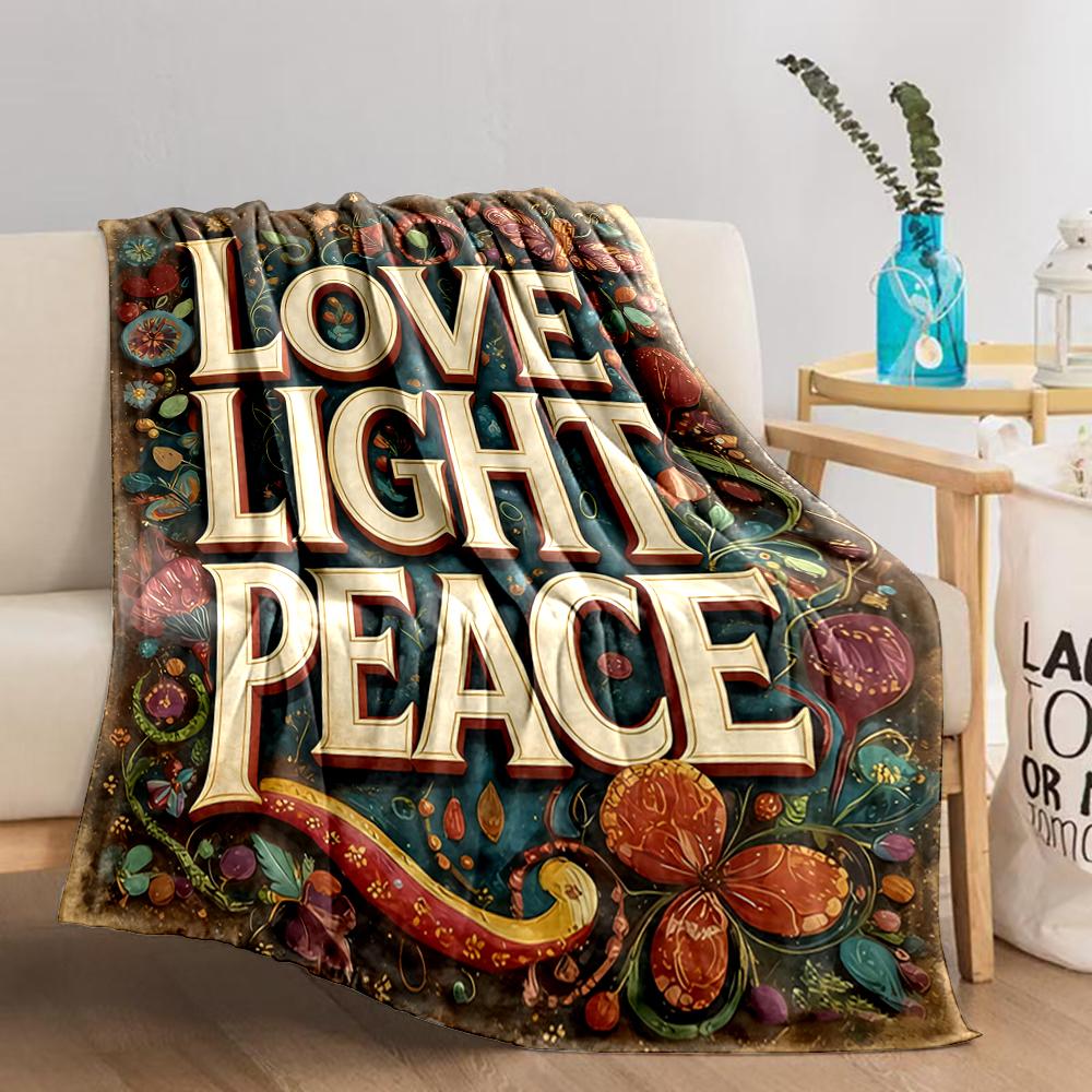 Love Light Peace blanket, Colorful Floral Design, Cozy blanket, suitable for use in the bedroom, living room, on the sofa