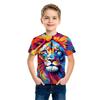 Summer Round Neck 3D Animal Lion Pattern Printed Top Fashionable Casual Short Sleeved Children's Boy T-shirts