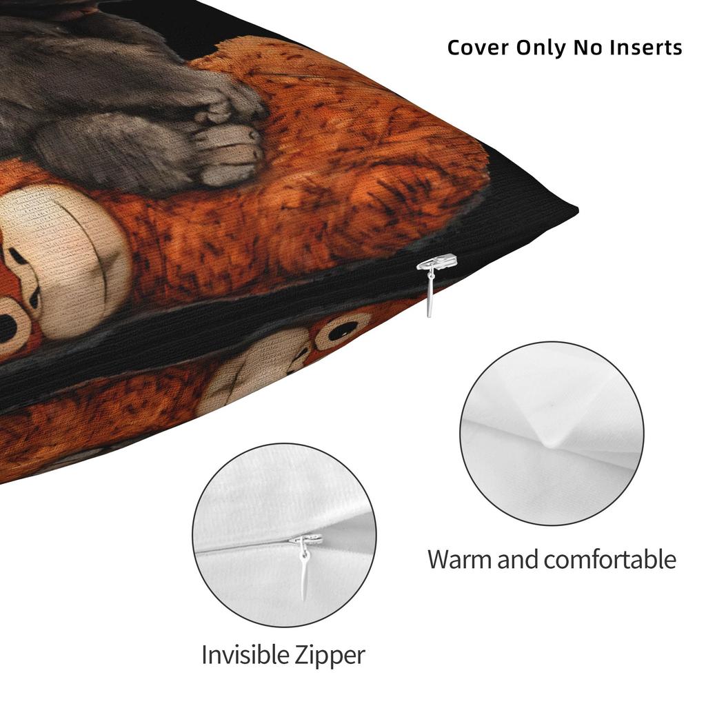 Monkey Punch Baby Monkey Holding Toy Pillowcases Merch Printing Cushion Cover Decoration Pillow Case Cover Car Multi-Size