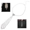 Womens Sparkly Rhinestones Necklace with Adjustable Chain Shiny Crystal Long Necktie Fashion Neck Jewelry Gift for Party