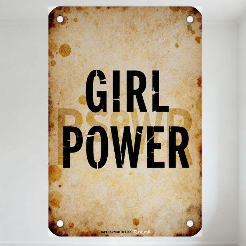 Винтажная металлическая жестяная вывеска 'GIRL POWER' Потертый ржавый настенный декор с монтажными отверстиями Ретро-эстетика для дома офиса Мотивация D