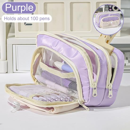 Большая вместительная сумка для ручек, портативная многофункциональная сумка на молнии для мальчиков и девочек, школьный карандаш, чехол для канцелярских принадлежностей, школьные принадлежности
