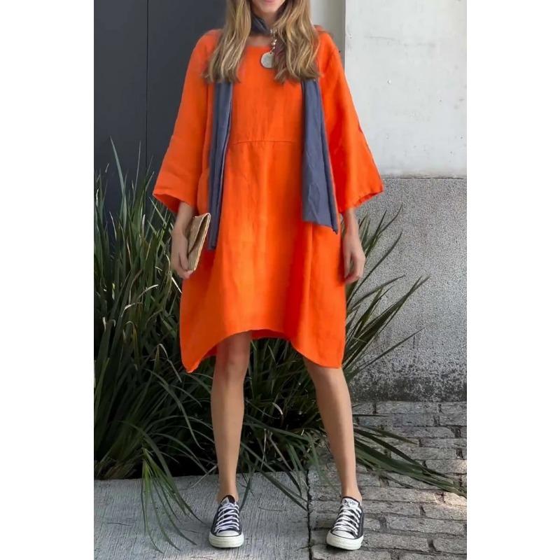 Women's Plus Size Dresses Cute Solid Colours Loose Casual Pocket Dress