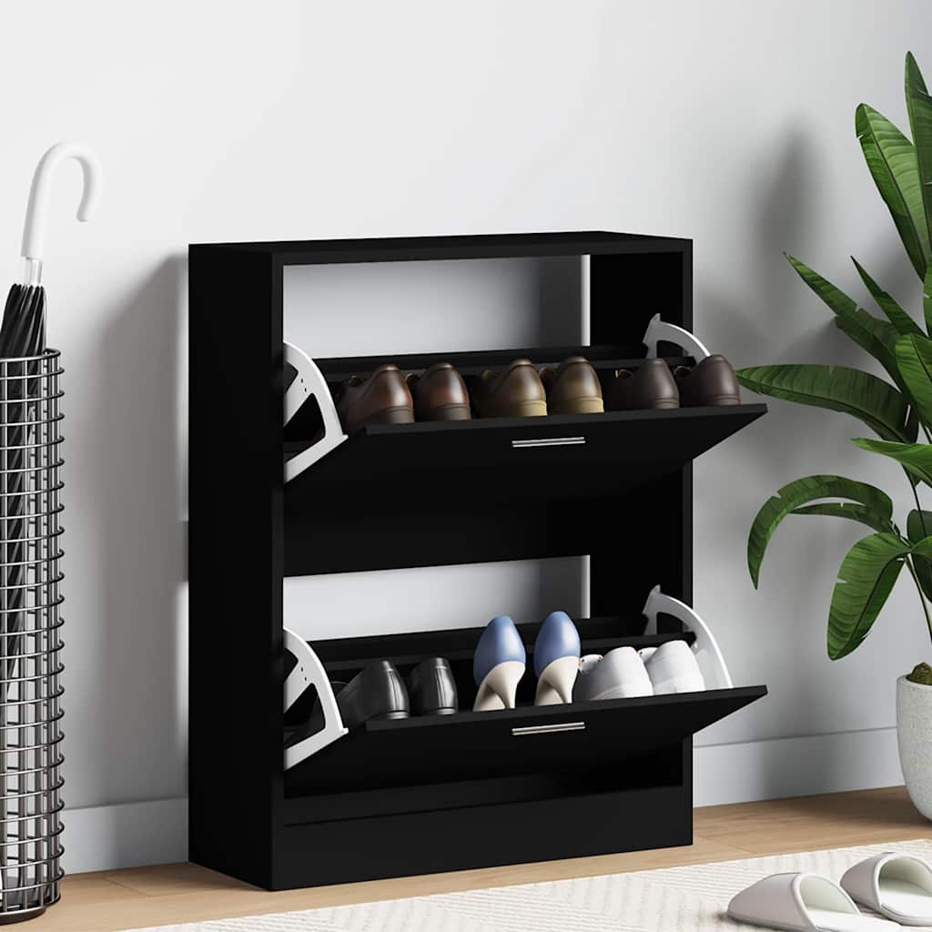 Shoe Cabinet Black 63x24x81 cm Particleboard