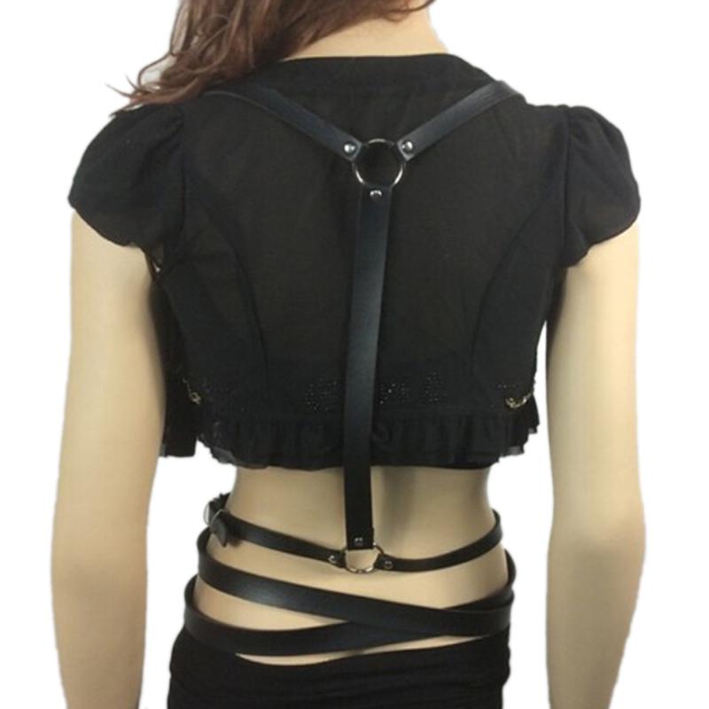 Faux Leather Body Bondage Harness Waist Suspenders Belt Straps Cage Belts Black