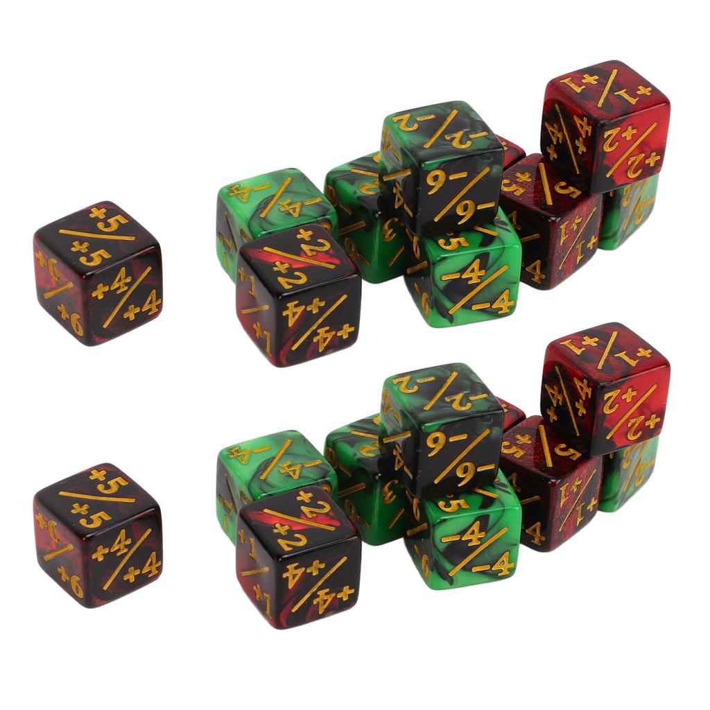 20PCS 16mm 2 Color Dice with Addition and Subtraction Numbers Plastic Six Sided Dice Set for Math Teaching