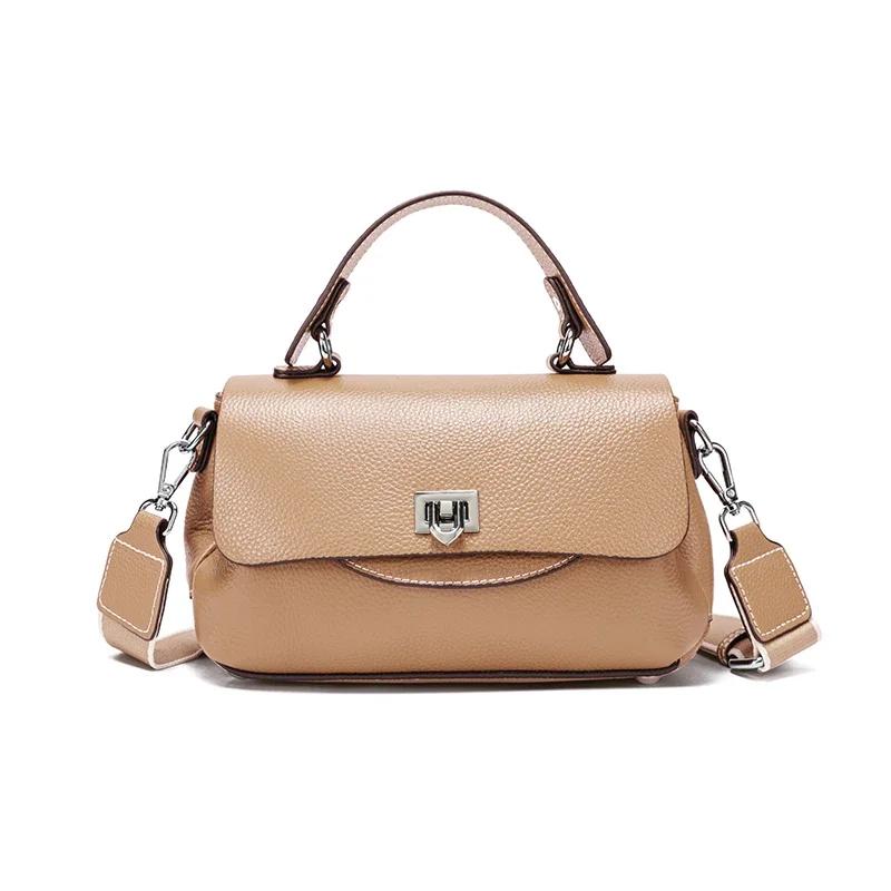 Women's Genuine Cowhide Leather Solid Color Crossbody Bag For Ladies Casual Handbag Luxury Female Messenger Bag Accessories