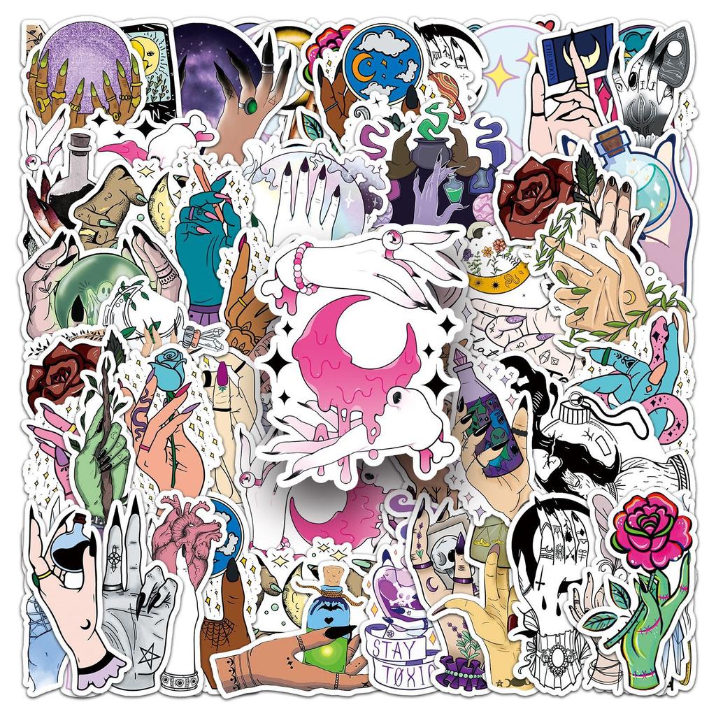 50 Magic Witch Hand Graffiti Stickers Personalized Creative Decorative Mobile Phone Case Skateboard Water Cup Stickers