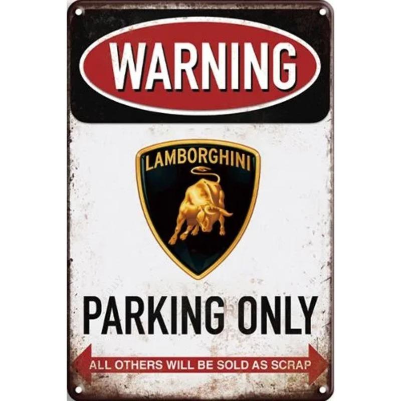 Lamborghini Parking Only Sign, Retro Metal Car Decor Plaque