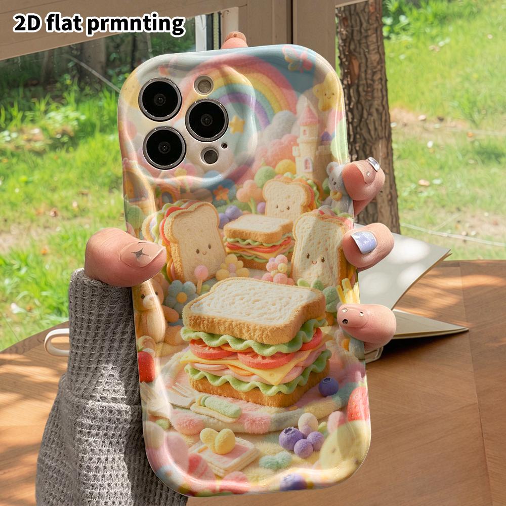 Phone Case: 2D flat, suitable for iPhone 18 17 16 15 14 13 12Pro protective case, sandwich picnic, perfect Christmas and Halloween holiday gift
