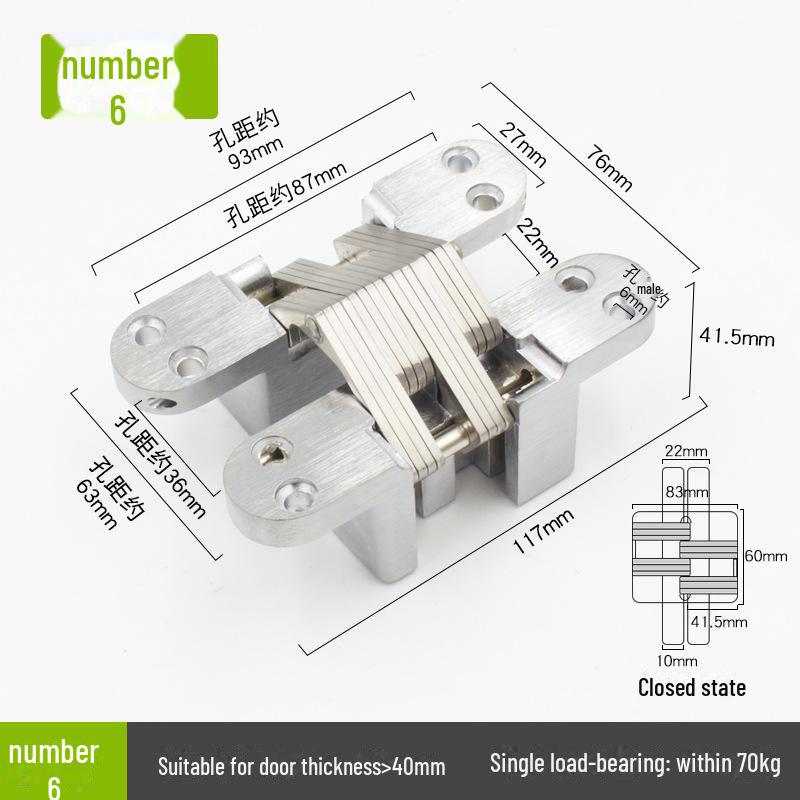 Thickened Stainless Steel Concealed Cross Hinge for European Folding Doors