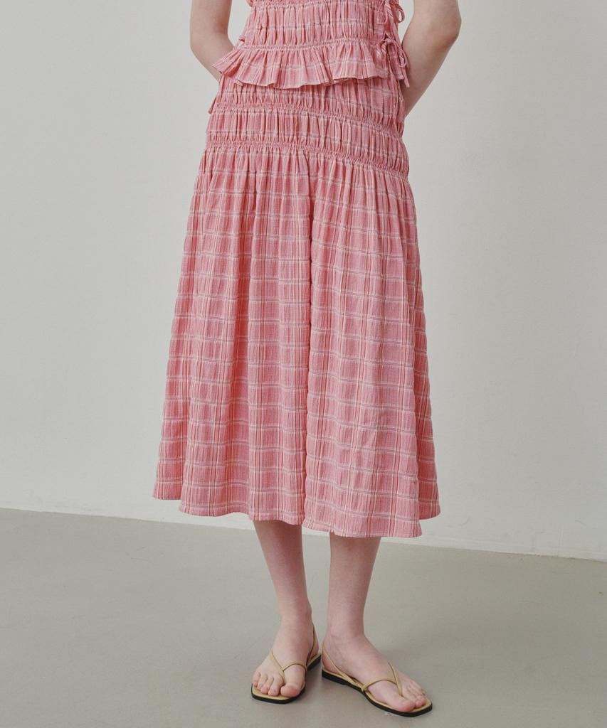 Юбка с эластичной спинкой в клетку 'Ollibeudeollibeu Smocking Check Back Elastic Skirt' (Настраивать) Oe6Ms6540