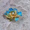 Chinese Style Peony Flower Brooch: High-End Enamel Painted Pin with Pearls for Women