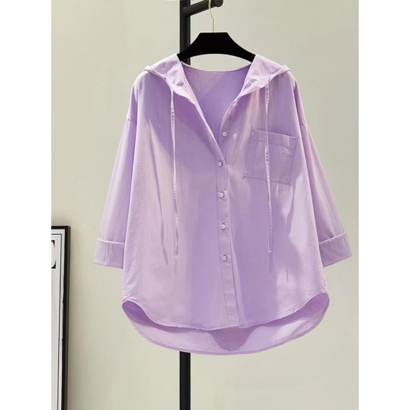 Большие топы с длинным рукавом, белая блузка, женская рубашка с капюшоном, повседневные хлопковые блузки