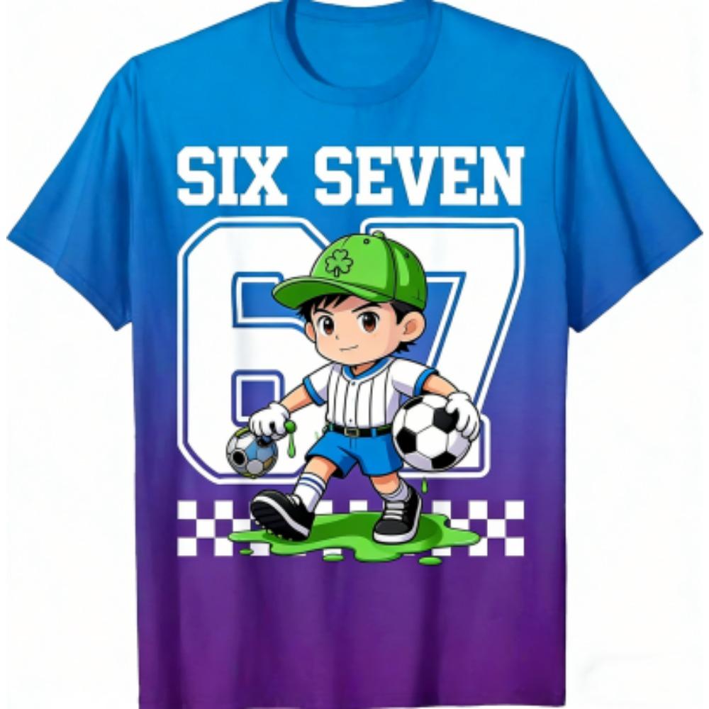 Fashion Kids T-Shirt Fun 67 Six Seven Print Boy and Girl Tees Top Summer Short Sleeve O Neck Casual Outdoor Kids Clothing