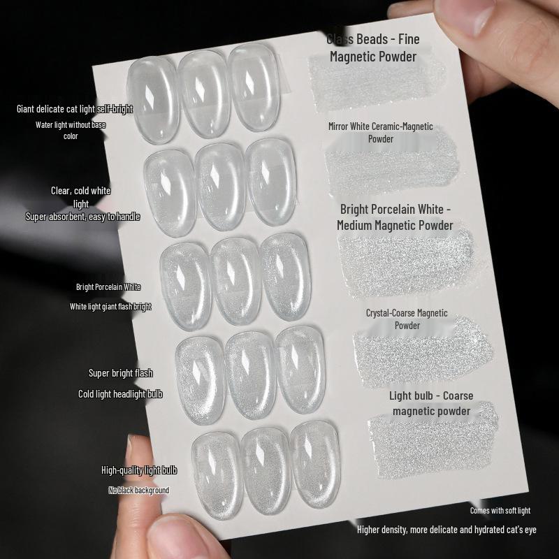 2025 Super Sparkle Фарфоровый Белый Облачный Алмазный Кошачий Глаз Гель-лак с Хрустальными Бусинами